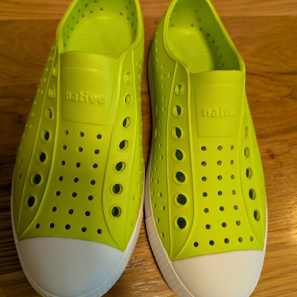 Native Water Shoes Green and Yellow Perforated Design